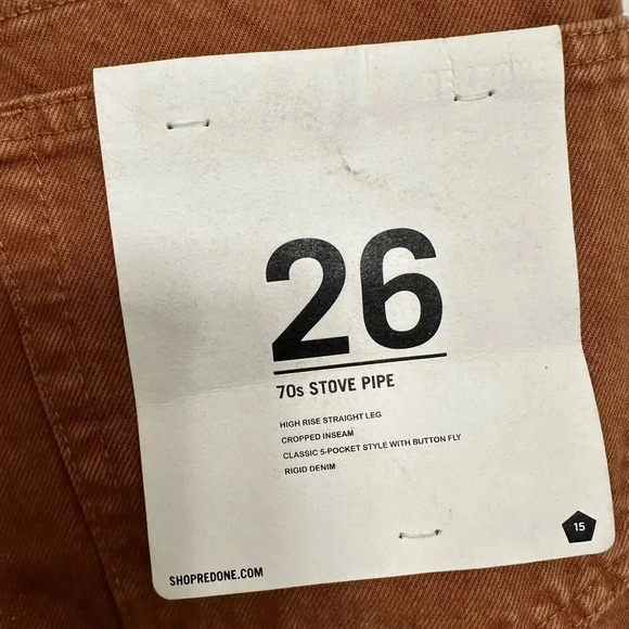 Re-Done NWT’s 70’s High Rise Stove Pipe distressed bottom jeans. Size 26 - Picture 5 of 7
